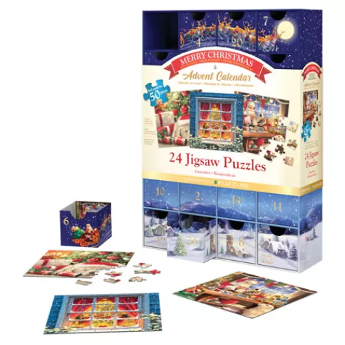 Puzzles And Toys>Tannenbaum Holiday Shop Merry Christmas Advent Calendar - 24 Jigsaw Puzzles