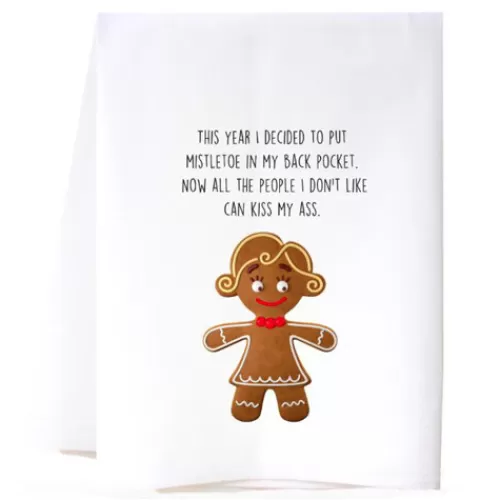 Tabletop And Dishes>Tannenbaum Holiday Shop Mistletoe Back Pocket Flour Sack Towel