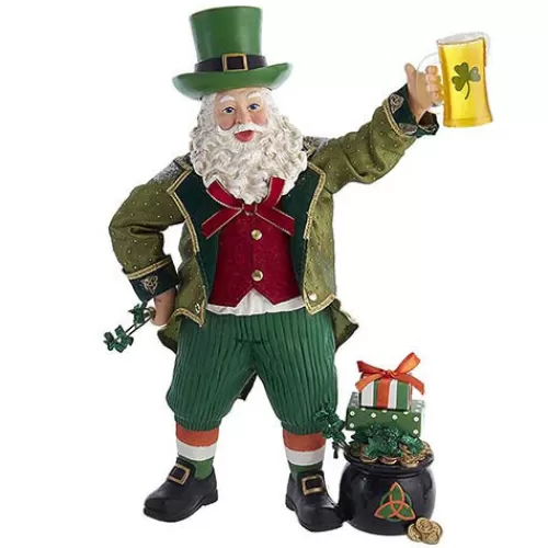 Santa Figurines>Tannenbaum Holiday Shop Musical Irish Santa Holding A Beer Mug