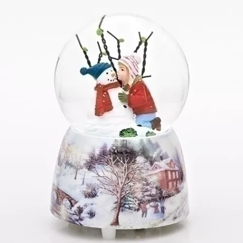 Snowglobes, Waterglobes, And Music Boxes>Tannenbaum Holiday Shop Musical Kid Kissing Snowman Snowglobe