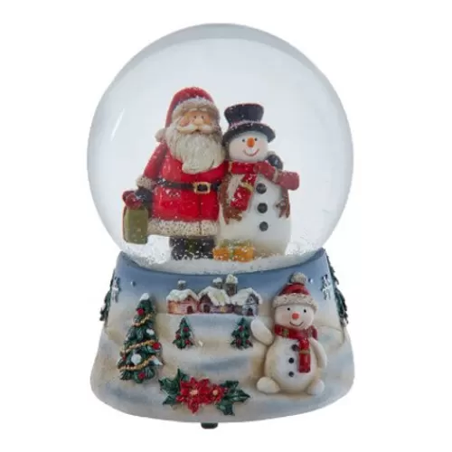 Snowglobes, Waterglobes, And Music Boxes>Tannenbaum Holiday Shop Musical Santa And Snowman Water Globe