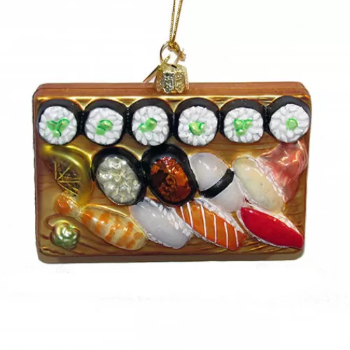 Food And Beverage Ornaments^Tannenbaum Holiday Shop Noble Gems(Tm) Sushi Platter Glass Ornament