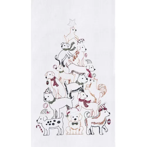 Towels>Tannenbaum Holiday Shop Puppy Tree Towel