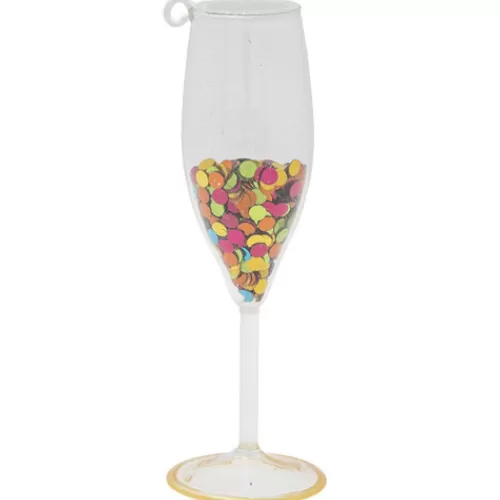 Food And Beverage Ornaments^Tannenbaum Holiday Shop Rainbow Confetti Champagne Glass