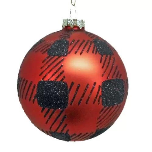 Traditional Christmas Ornaments>Tannenbaum Holiday Shop Red & Black Plaid Ball Ornament