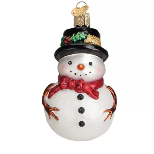 Snowman Ornaments>Tannenbaum Holiday Shop Red Bow Holly Hat Snowman