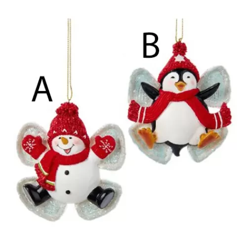 Snowman Ornaments>Tannenbaum Holiday Shop Red Penguin Nd Snowm N Ngel Orns, 2