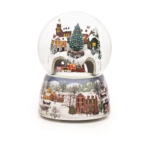 Snowglobes, Waterglobes, And Music Boxes>Tannenbaum Holiday Shop Revolving Train (Musical)