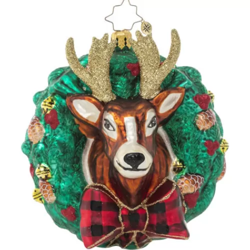 Animal Ornaments^Tannenbaum Holiday Shop Rustic Reindeer Wreath