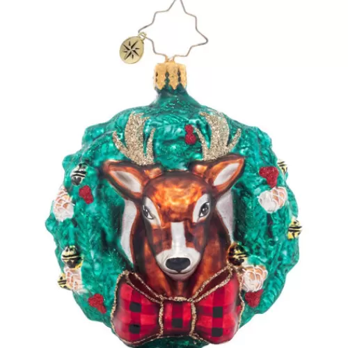 Animal Ornaments^Tannenbaum Holiday Shop Rustic Reindeer Wreath Gem