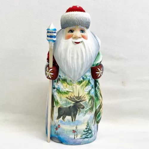 Santa Figurines>Tannenbaum Holiday Shop Santa In Red With Moose Scene