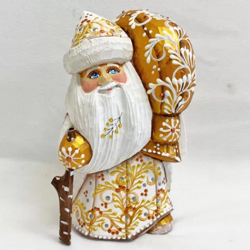 Santa Figurines>Tannenbaum Holiday Shop Santa In White With Gold Accents