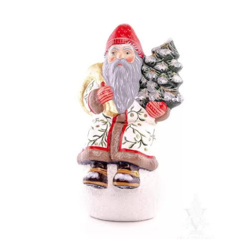 Santa Figurines>Tannenbaum Holiday Shop Santa On Snowball With Gold Sack