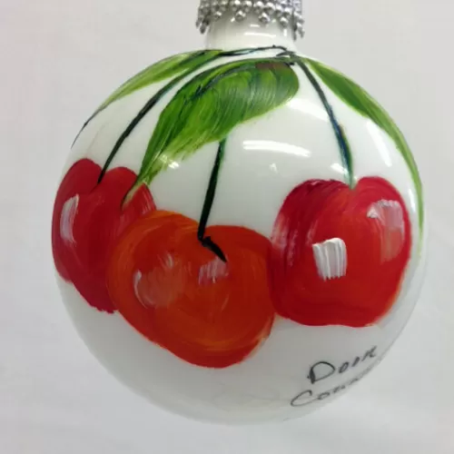 Door County Ornaments And Gifts>Tannenbaum Holiday Shop Small Cherry Glass Ball Ornament