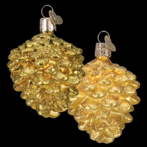 Food And Beverage Ornaments^Tannenbaum Holiday Shop Small Gold Pine Cone (A)