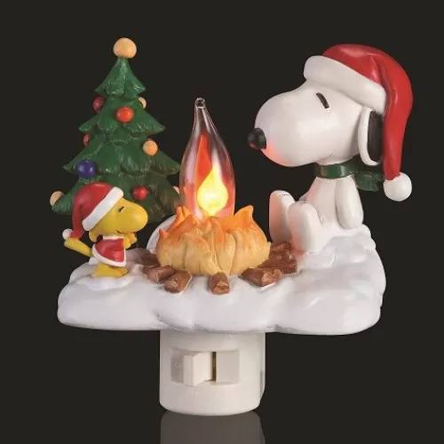 Lights And Lite-Up Decor>Tannenbaum Holiday Shop Snoopy By Fire (Night Light)