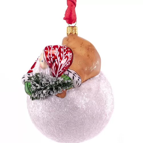 Santa Ornaments^Tannenbaum Holiday Shop Snow Balls™ Gingerbread Coat Santa Hugging Snowball