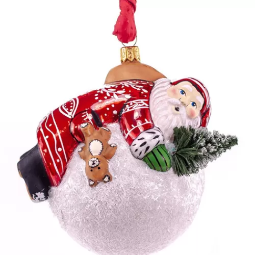 Santa Ornaments^Tannenbaum Holiday Shop Snow Balls™ Gingerbread Coat Santa Hugging Snowball