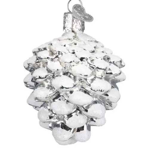 Traditional Christmas Ornaments>Tannenbaum Holiday Shop Snow-Capped Silver Snowy Cone