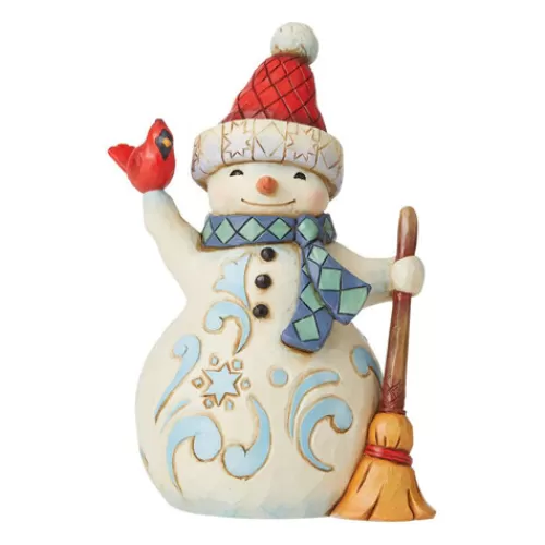 Snowman Figurines>Tannenbaum Holiday Shop Snowman Holding Cardinal