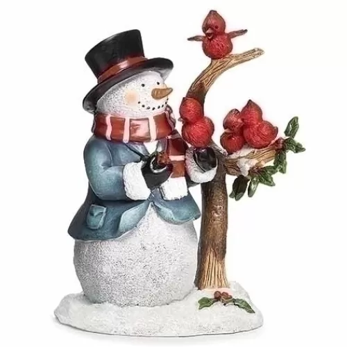 Snowman Figurines>Tannenbaum Holiday Shop Snowman With Holly & Cardinals Figurine