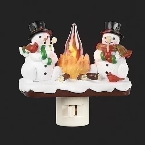 Snowman Figurines>Tannenbaum Holiday Shop Snowmen By Campfire Night Light