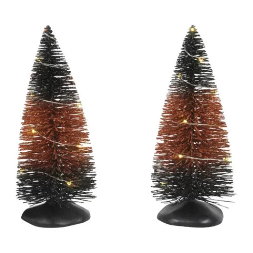 Department 56 - Halloween Village>Tannenbaum Holiday Shop Traditional Lit Halloween Trees, Set Of 2