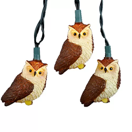 Lights And Lite-Up Decor>Tannenbaum Holiday Shop Ul 10/Light Brown Owl Light Set