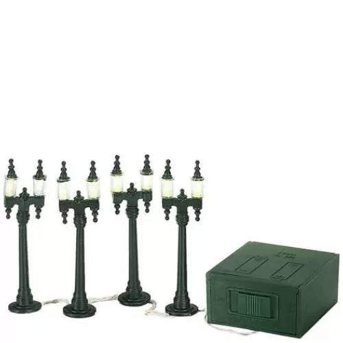 Department 56 - Villages^Tannenbaum Holiday Shop Village Double Street Lamps Set Of 4