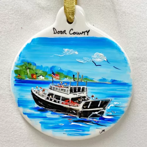 Door County Ornaments And Gifts>Tannenbaum Holiday Shop Washington Island Ferry Flat Ornament