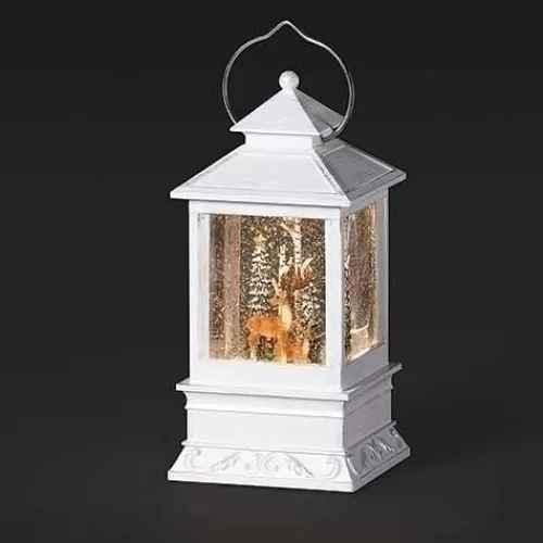 Lights And Lite-Up Decor>Tannenbaum Holiday Shop White Swirl Lantern With Deer, Trees & Owl