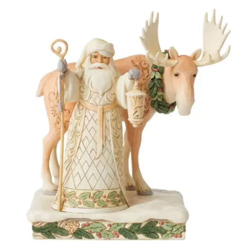 Santa Figurines>Tannenbaum Holiday Shop White Woodland Santa & Moose